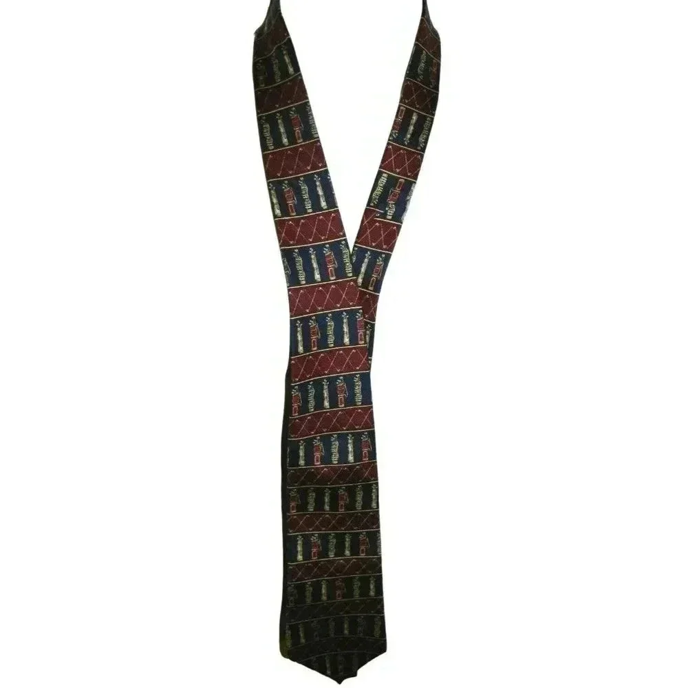 Tommy Hilfiger Men's Golf Clubs Bag Red Blue Pattern Necktie Tie Gently Used